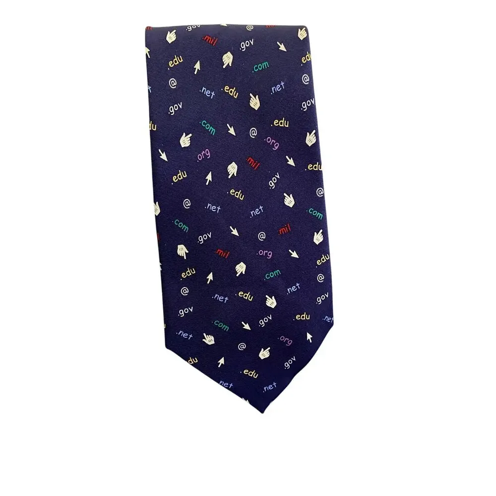 Alynn Neckwear Name That‎ Domain Silk Novelty Internet Tie Navy